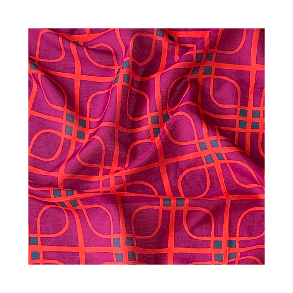 graphic scarf in orange and magenta
