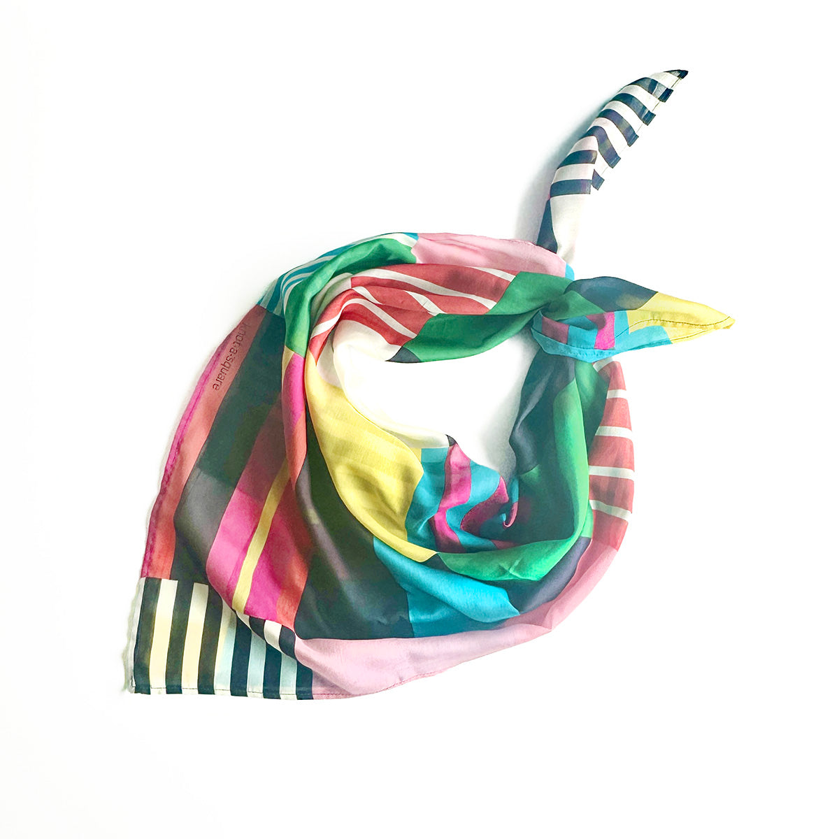 TV Party Silk Scarf | Oversized 36” Multicolor Stripes