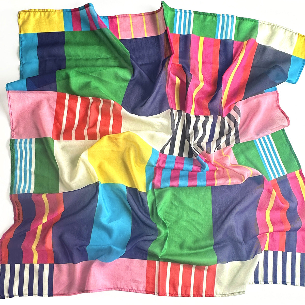 TV Party Silk Scarf | Oversized 36” Multicolor Stripes