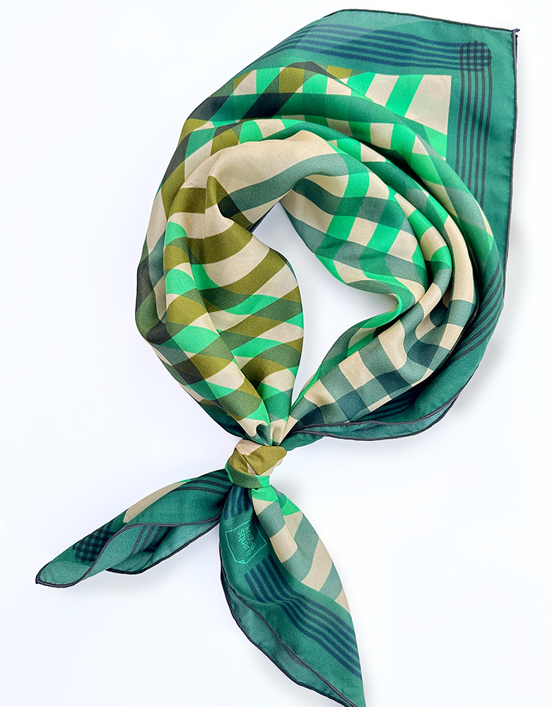 Cotton/Silk Scarf  - the 405 knot -green