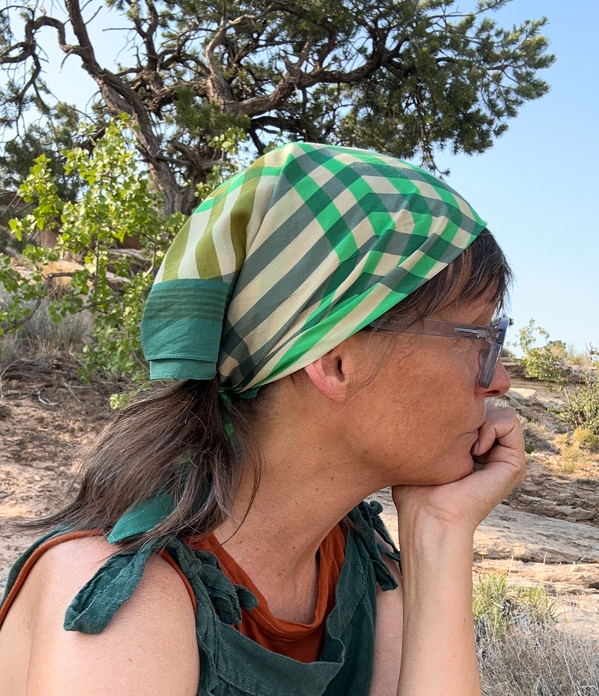 Cotton/Silk Scarf  - the 405 knot -green