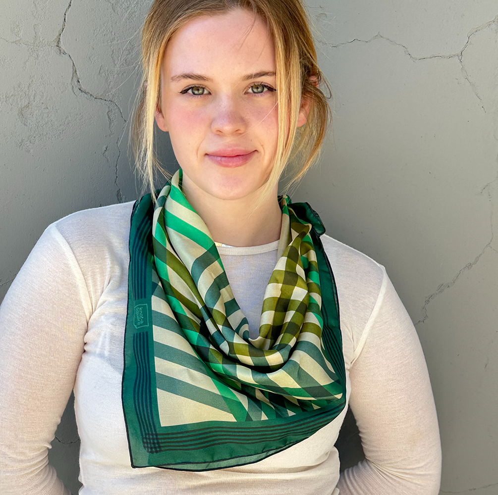 Cotton/Silk Scarf  - the 405 knot -green