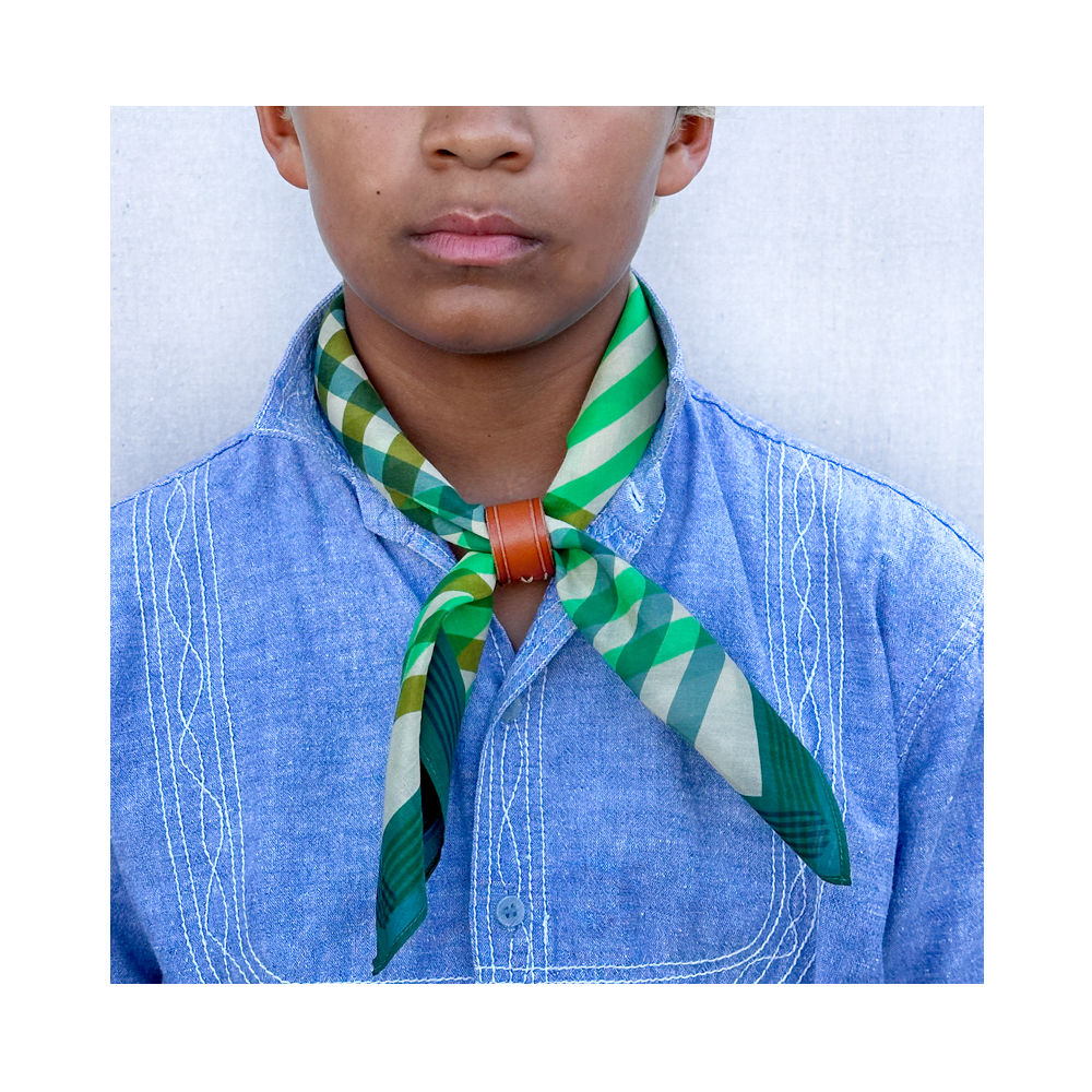 Cotton/Silk Scarf  - the 405 knot -green