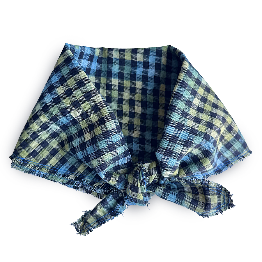 Hand-Painted Gingham Scarf - Diamond Shape