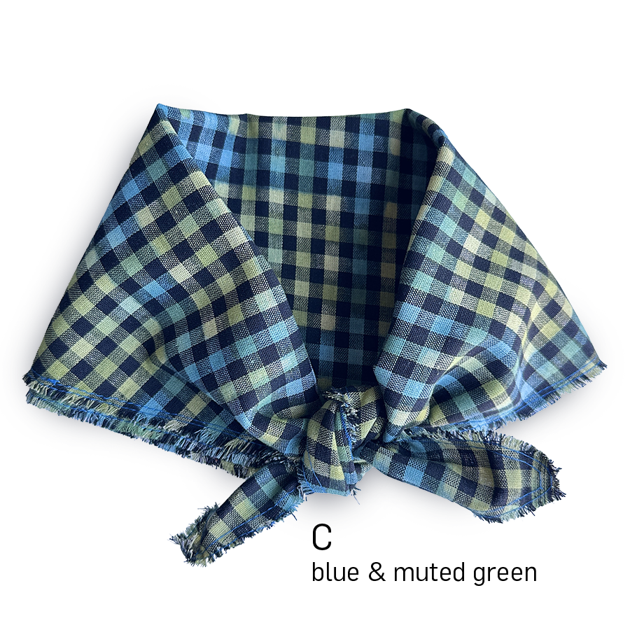 Hand-Painted Gingham Scarf - Diamond Shape