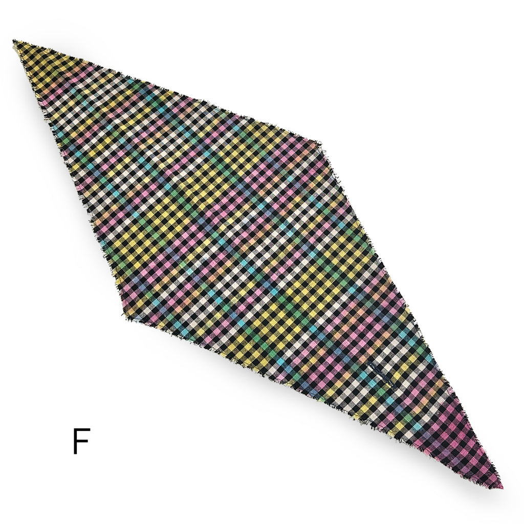Hand-Painted Gingham Scarf - Diamond Shape