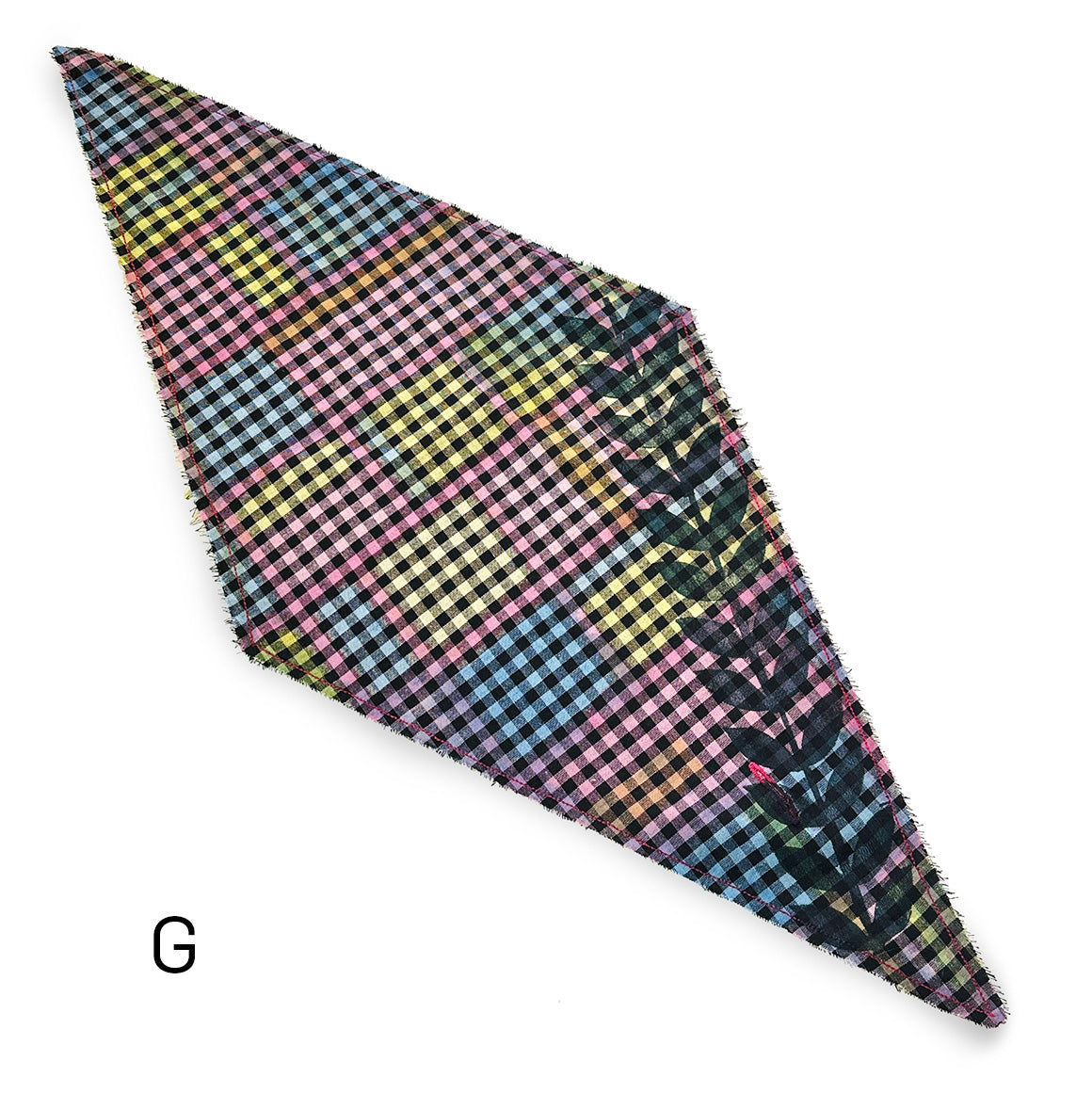 Hand-Painted Gingham Scarf - Diamond Shape