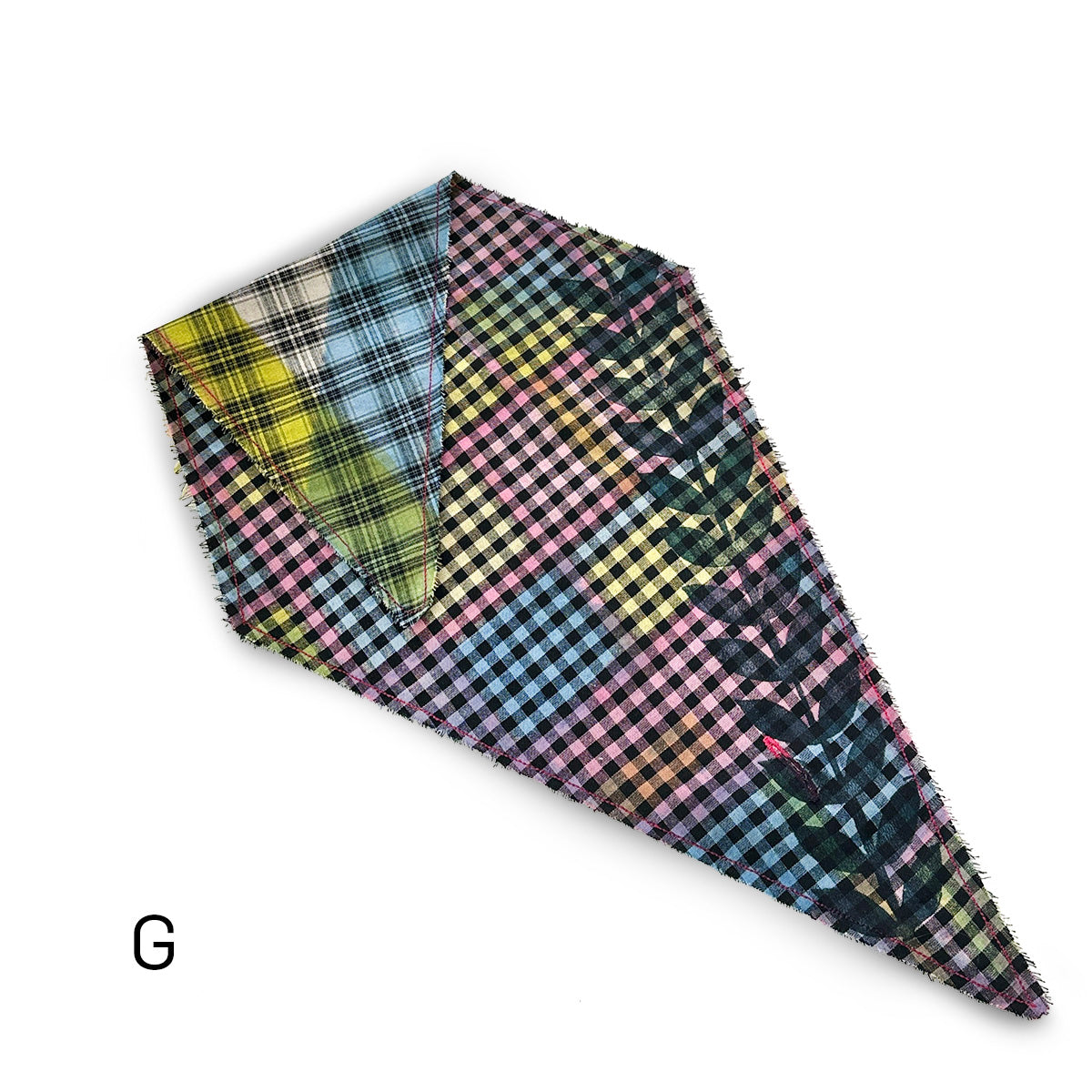 Hand-Painted Gingham Scarf - Diamond Shape