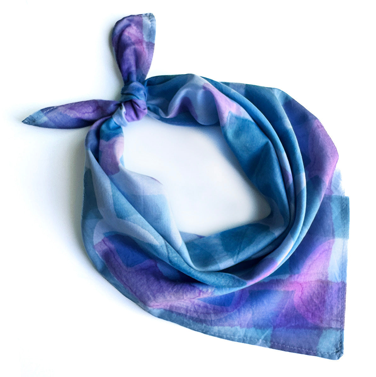 Cotton Bandana - Peri-Blue Beauty, hand-painted original