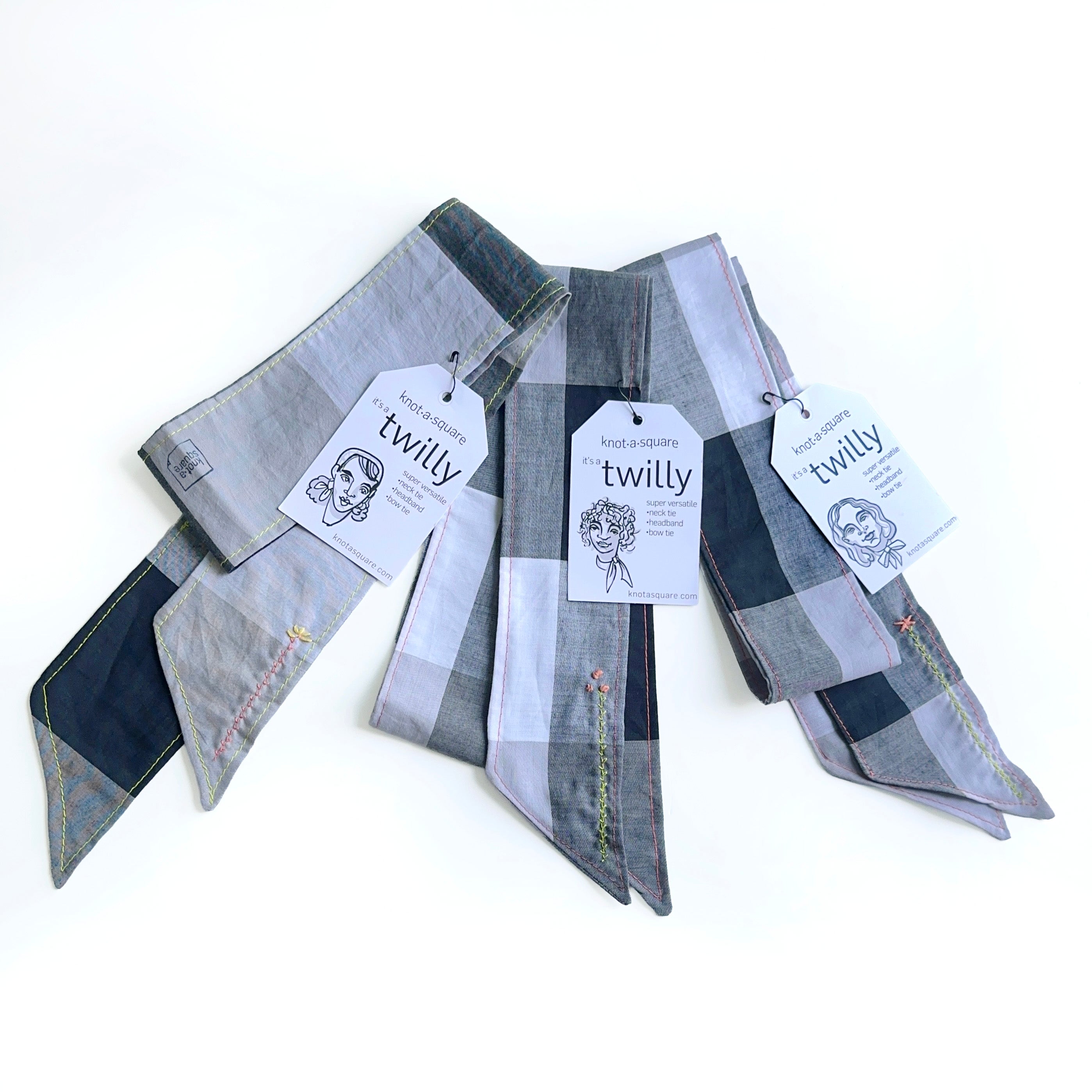 Gingham Twilly in black and white