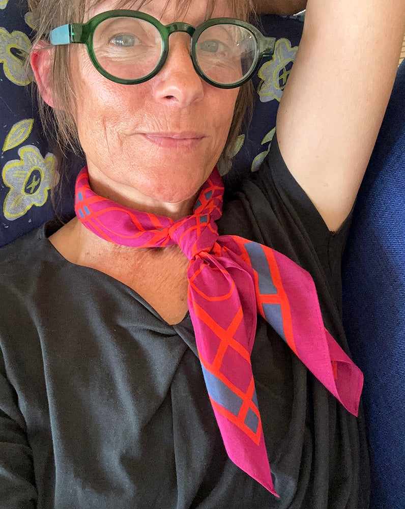 Cotton/Silk Scarf in Tangerine Wine