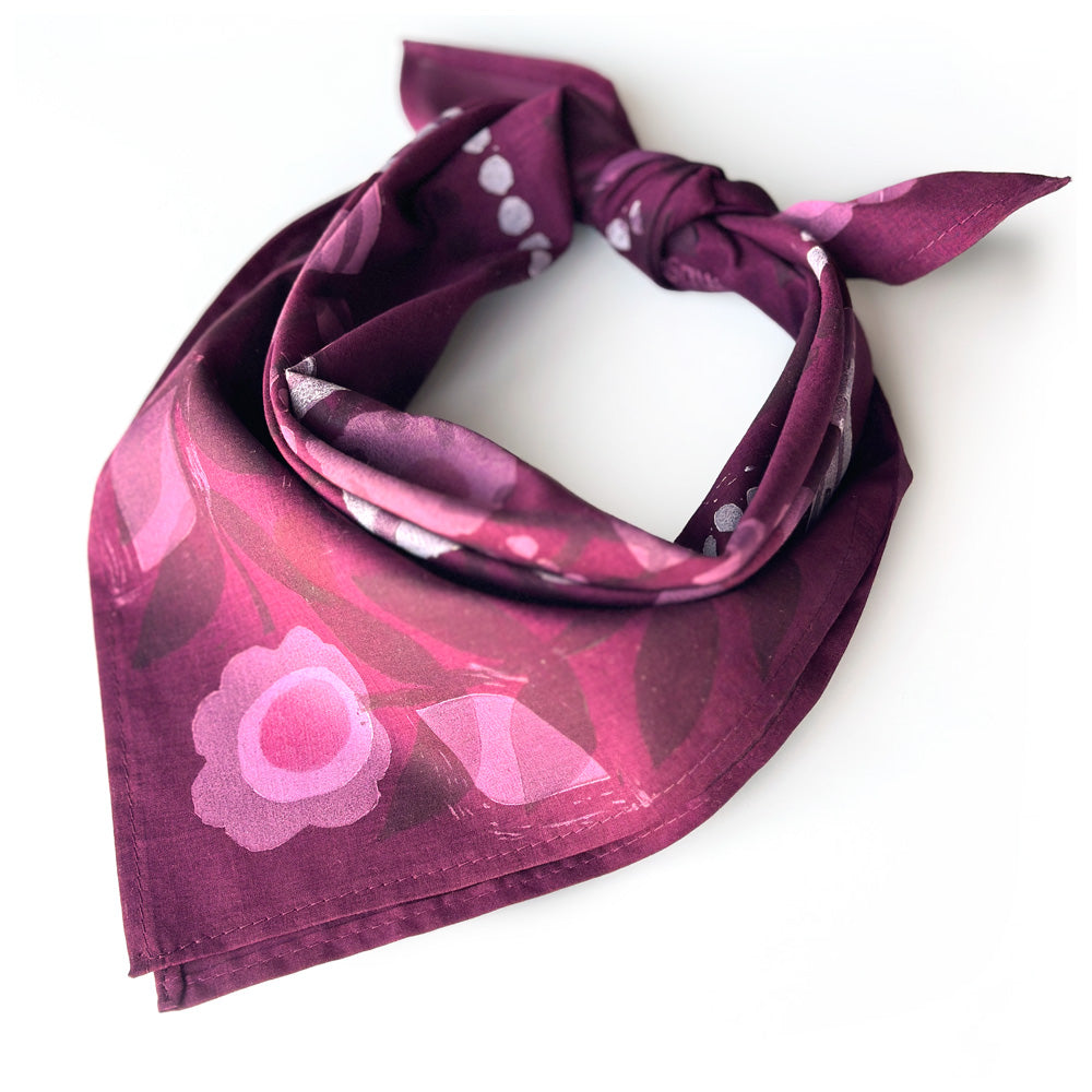 Cotton Bandana - Cherry Bomb, Hand-Printed original
