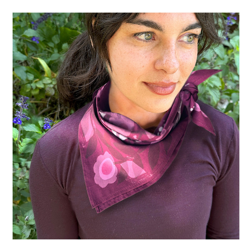 Cotton Bandana - Cherry Bomb, Hand-Printed original