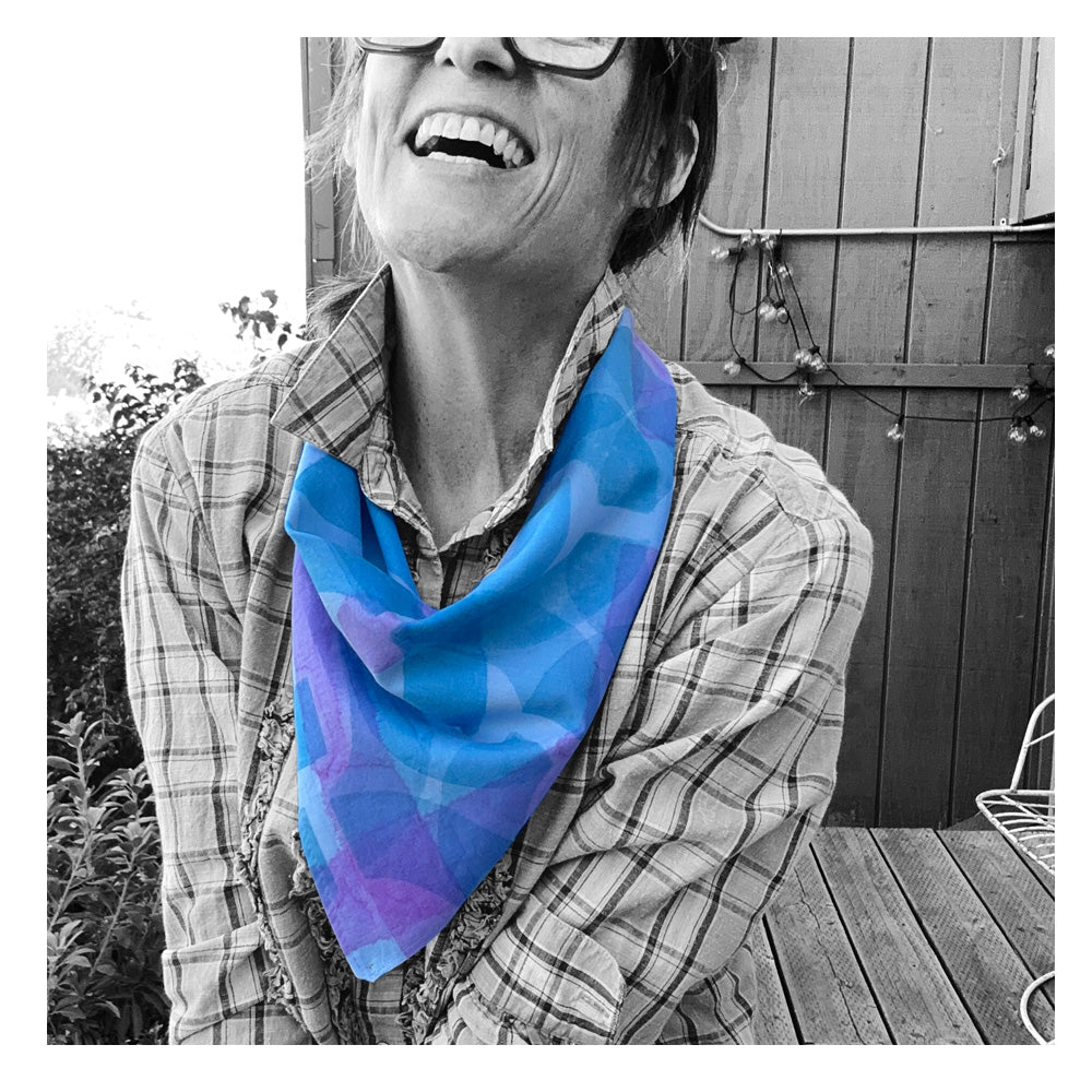 Cotton Bandana - Peri-Blue Beauty, hand-painted original