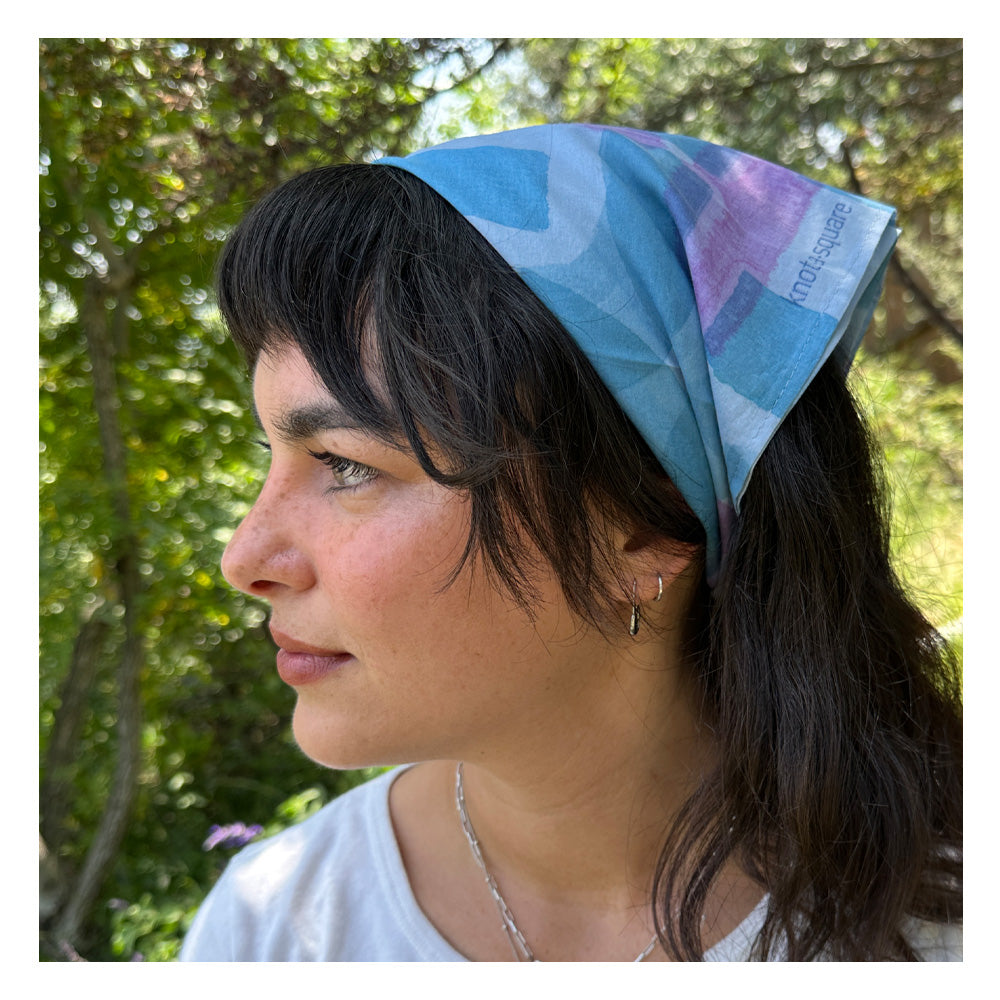Cotton Bandana - Peri-Blue Beauty, hand-painted original