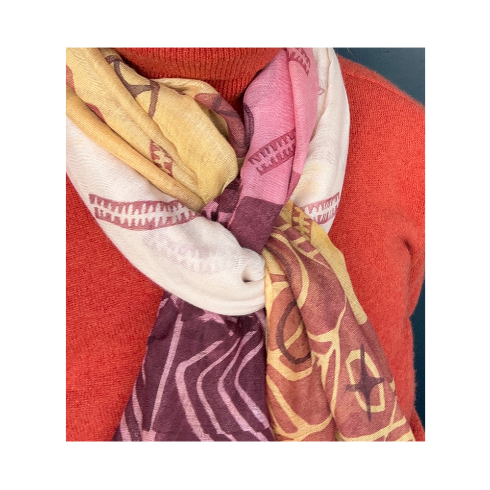 Crinkle Cotton Scarf - in Tan