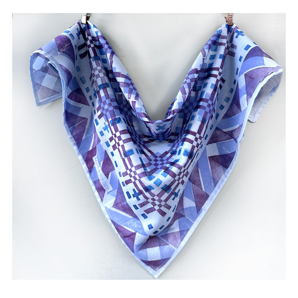 Cotton Bandana- Periwinkle Blue- Block Print Original