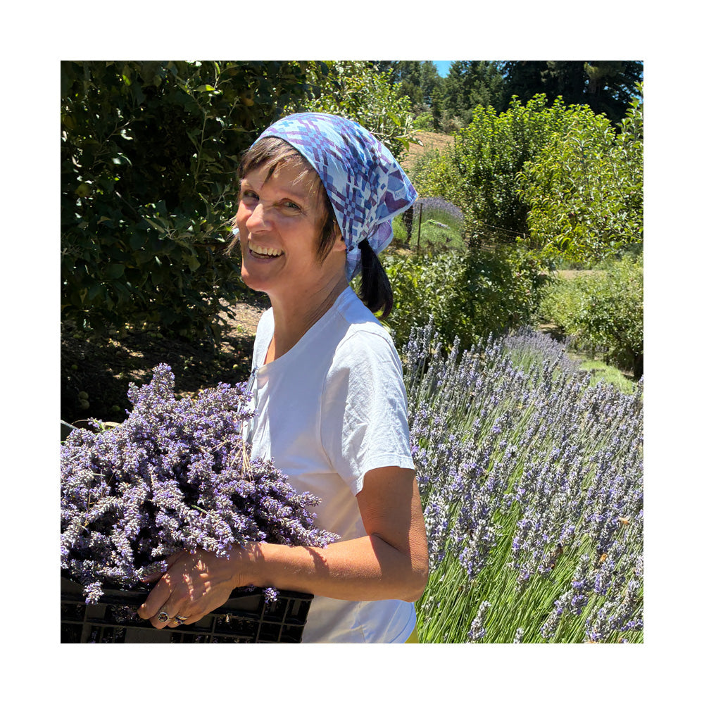 Cotton Bandana- Periwinkle Blue- Block Print Original