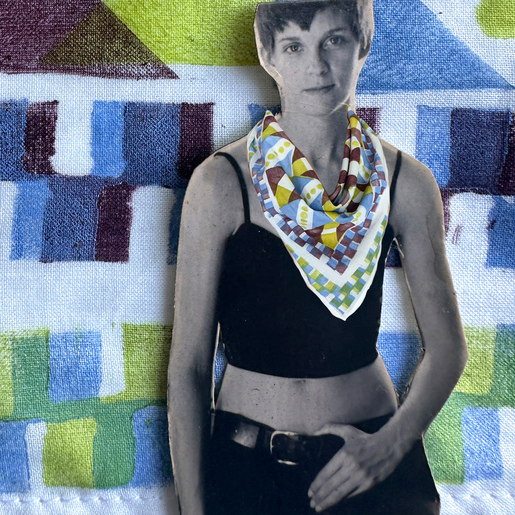 Cotton Bandana - Colorful Geometric, Hand Printed Original