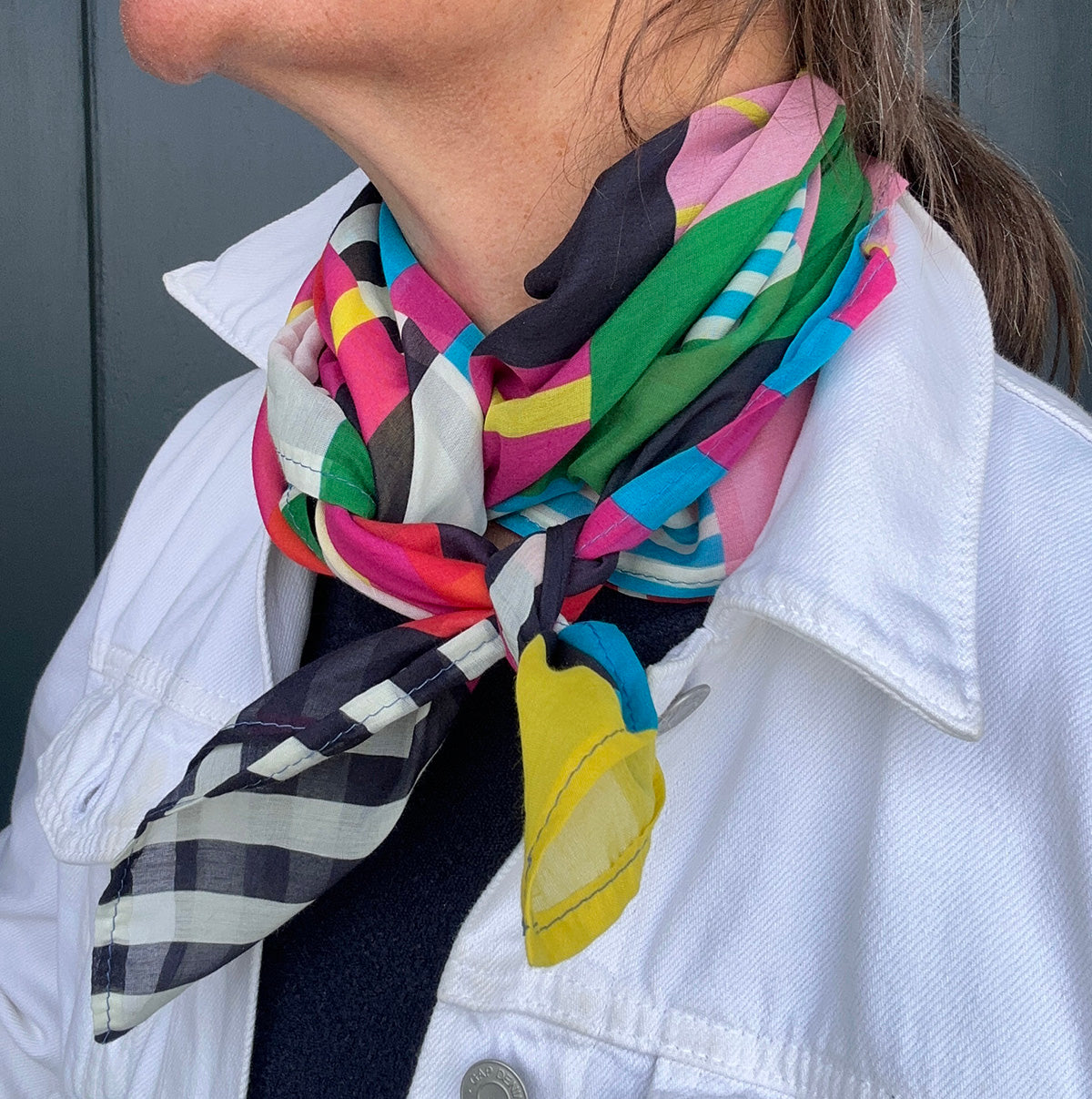 TV Party Silk Scarf | Oversized 36” Multicolor Stripes