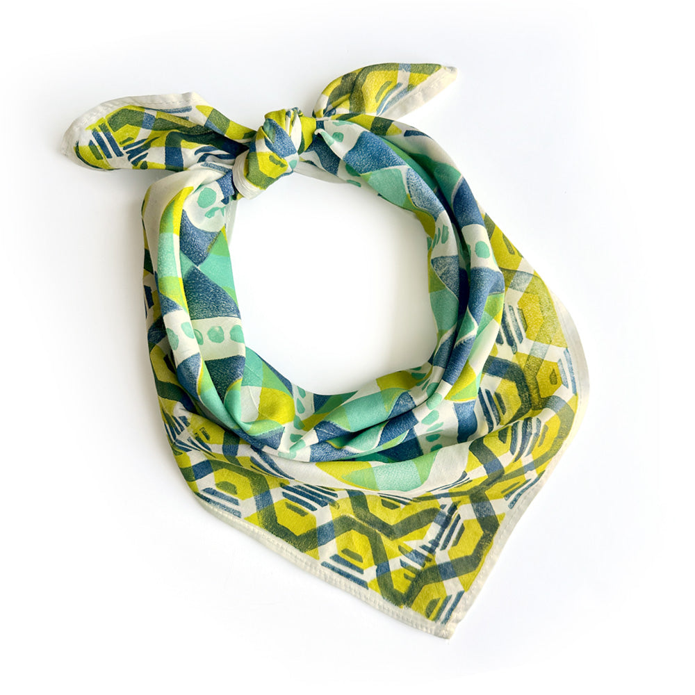 Cotton Silk Bandana - Hand-Printed Original Beauty