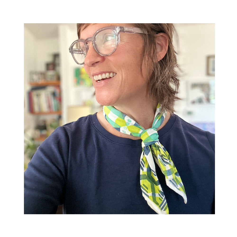 Cotton Silk Bandana - Hand-Printed Original Beauty