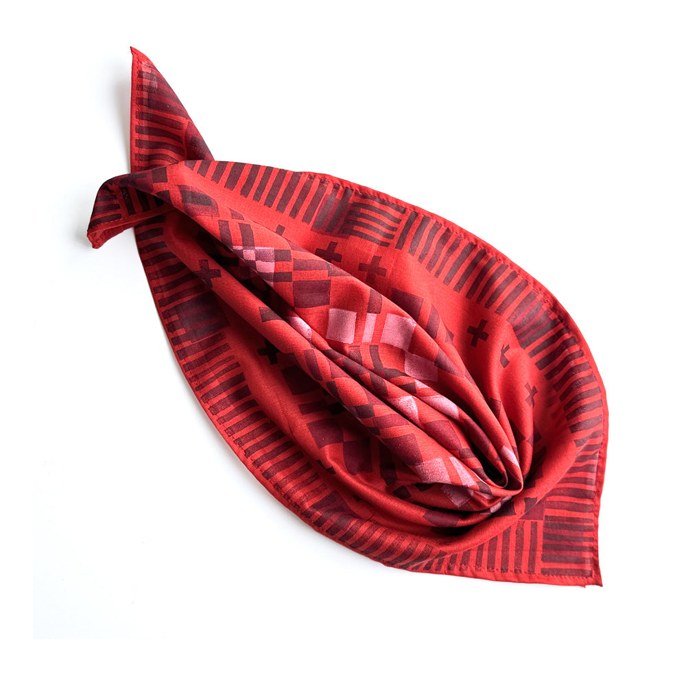 Cotton Bandana -Rich Red- Block print Original