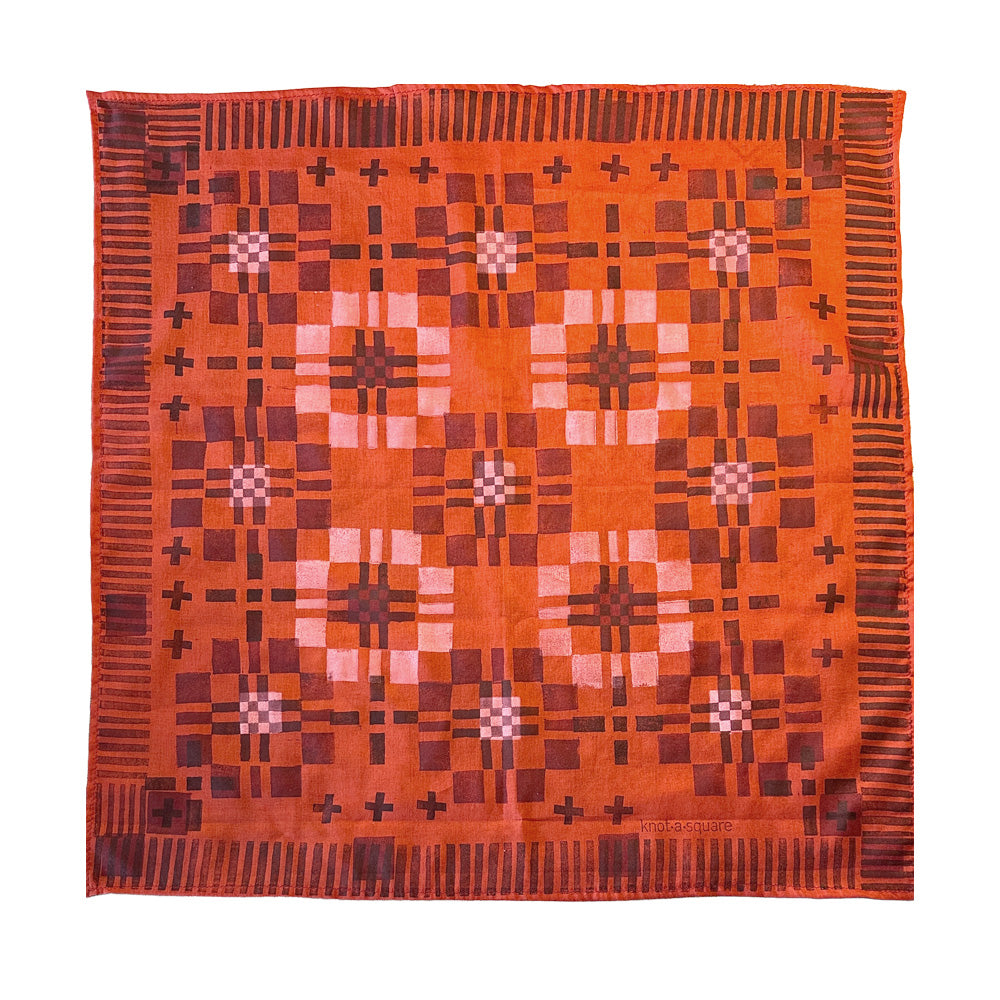 Cotton Bandana -Rich Red- Block print Original