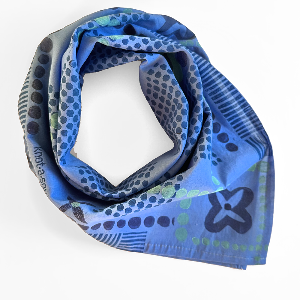 Cotton Bandana - Tutti Cornflower with Mint