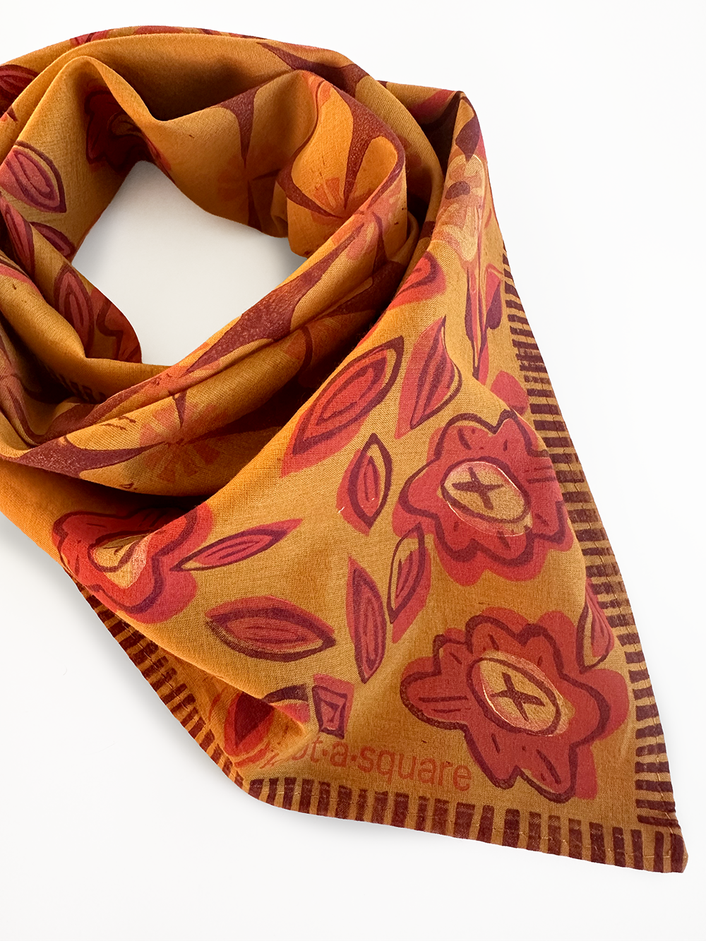 Cotton Bandana - Tutti Ochre -Lino Block Print