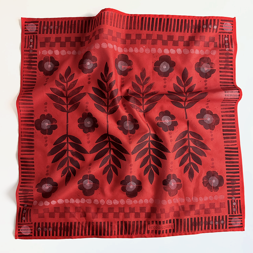 Cotton Bandana -Tutti Persimmon - Lino Block Printed