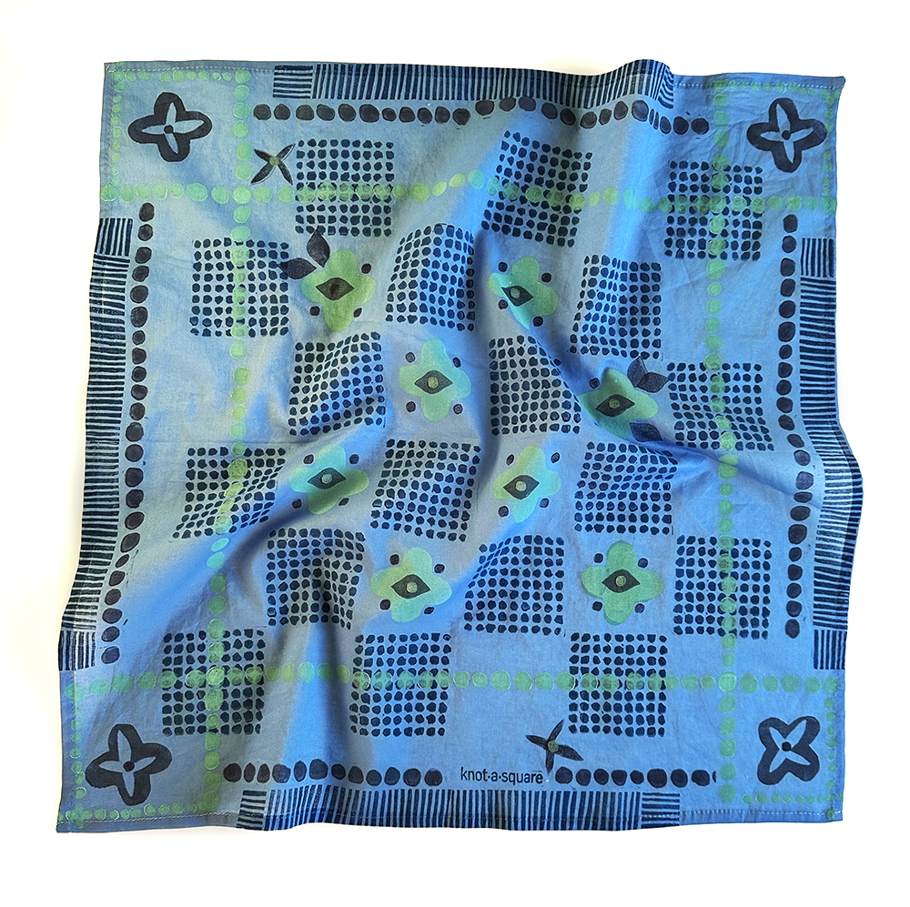 Cotton Bandana - Tutti Cornflower with Mint