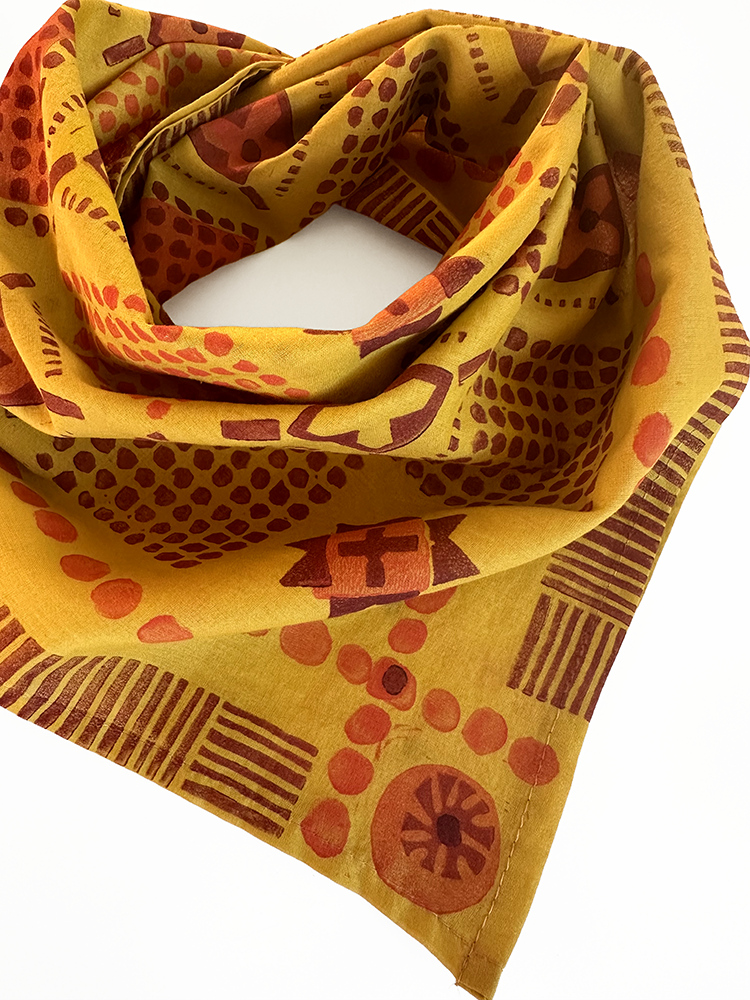 Cotton Bandana - Tutti Sunshine, Lino Block Printed